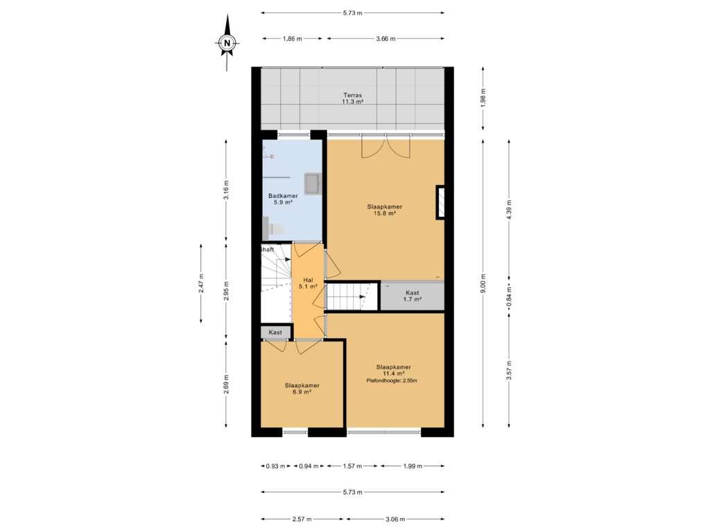 View floorplan of 3e verdieping		 of Burgemeester Knappertlaan 224-B