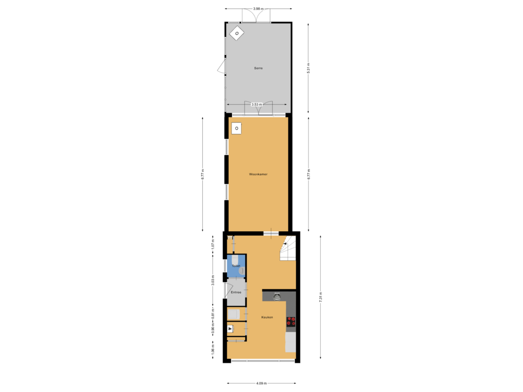 Bekijk plattegrond van Begane grond van Traaij 161