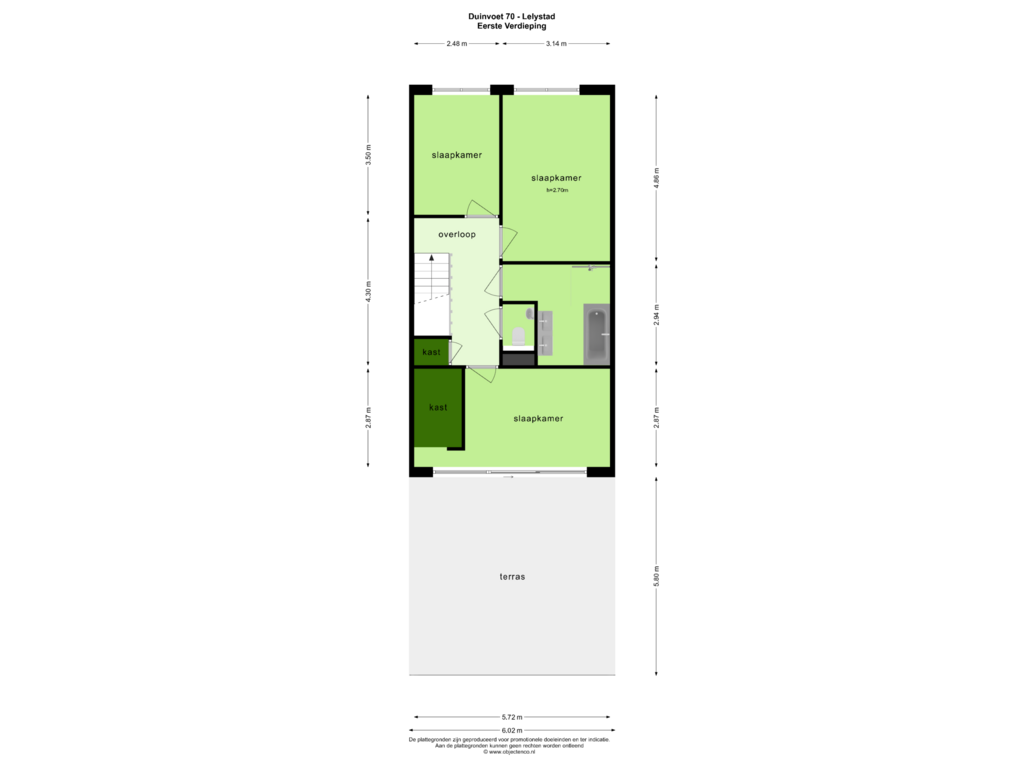 Bekijk plattegrond van EERSTE VERDIEPIND van Duinvoet 70