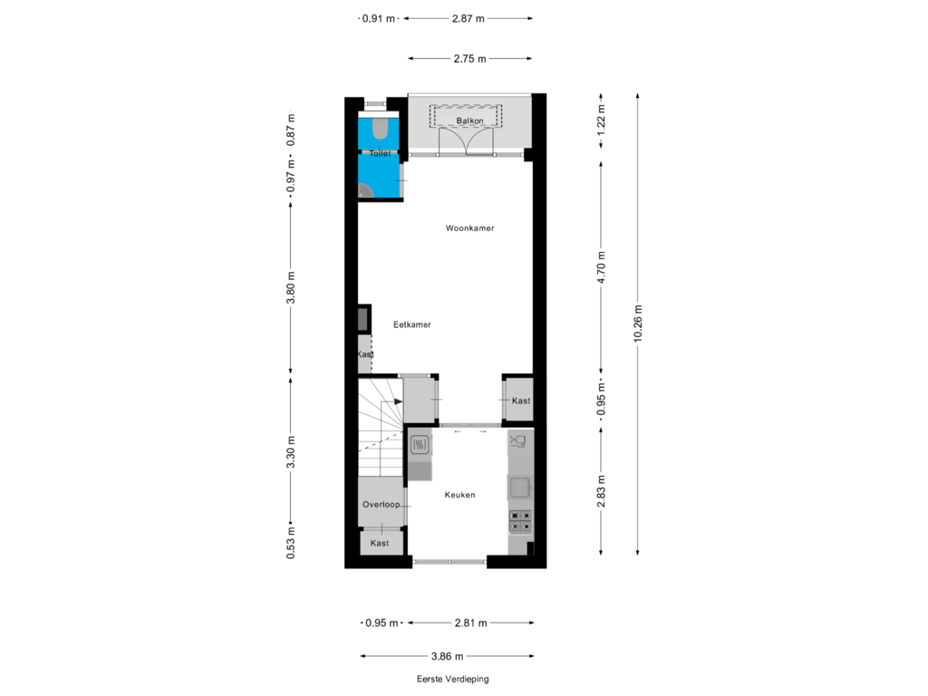 View floorplan of Eerste Verdieping of Singelstraat 13-A