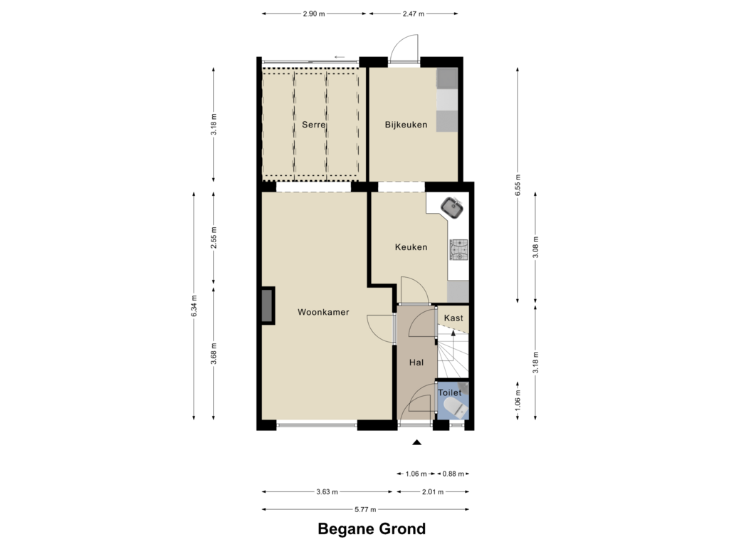 View floorplan of Begane Grond of Schuttebeemd 77