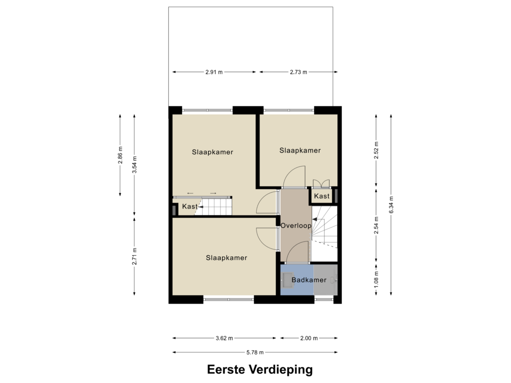 View floorplan of Eerste Verdieping of Schuttebeemd 77