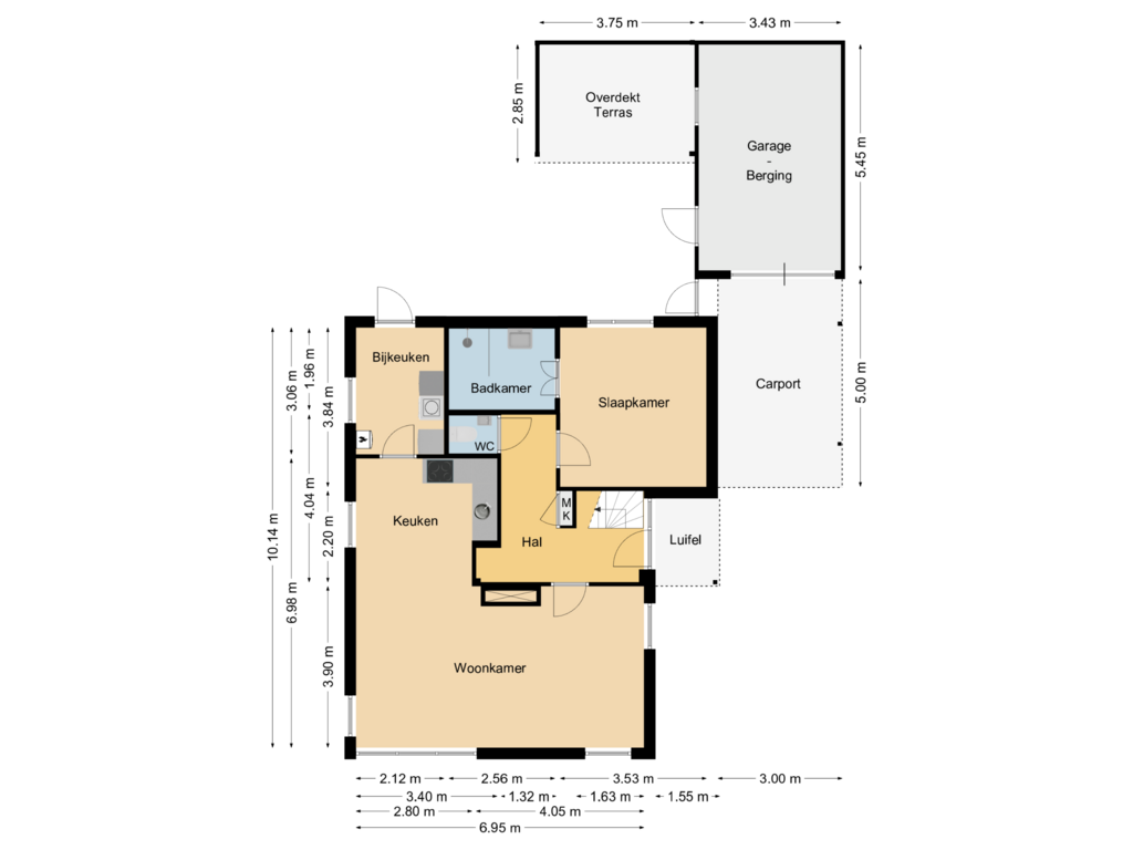 Bekijk plattegrond van Begane Grond van Leopoldlaan 1-A