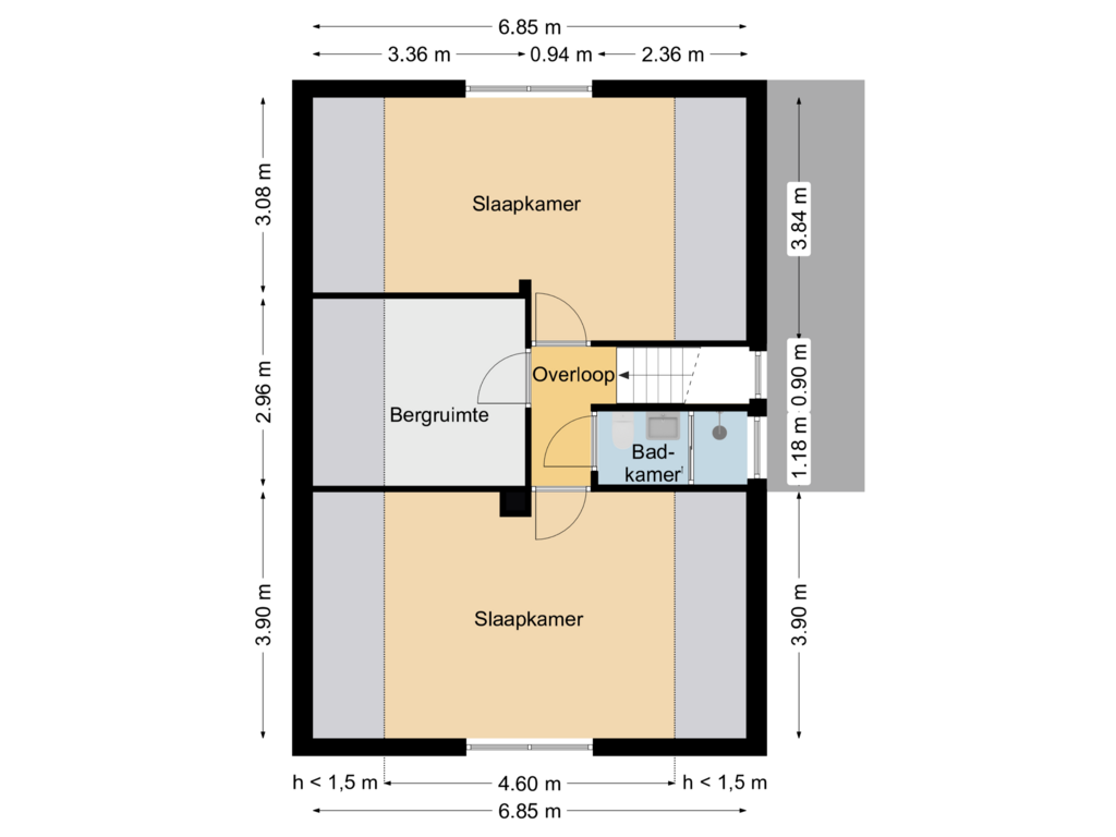 Bekijk plattegrond van Verdieping van Leopoldlaan 1-A