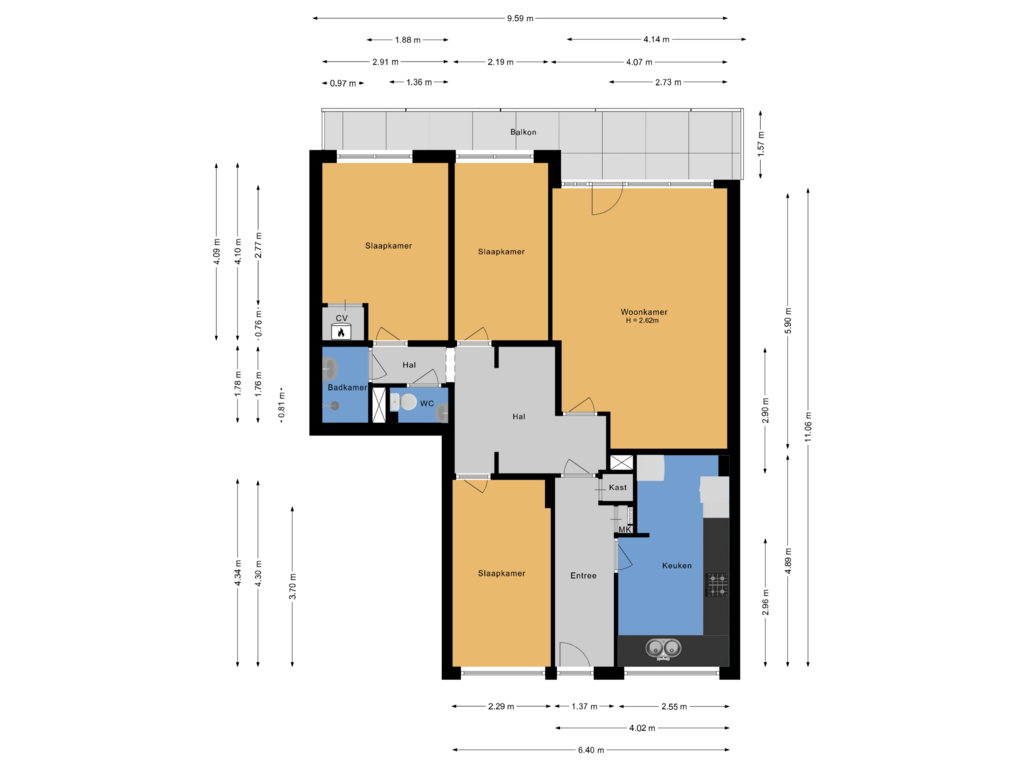 Bekijk plattegrond van Appartement van Van Borselenstraat 130