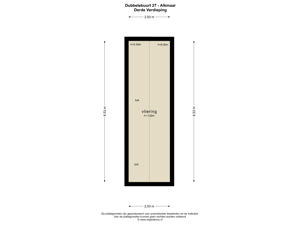 View floorplan of Derde Verdieping of Dubbelebuurt 27