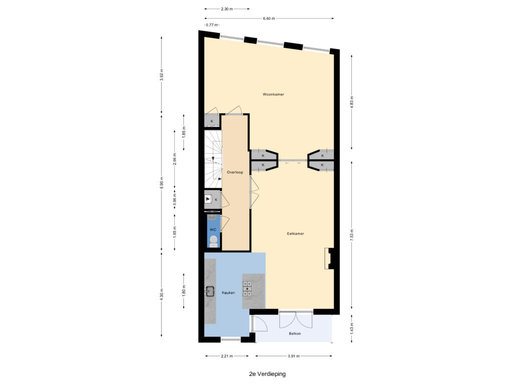 Bekijk plattegrond van 2e Verdieping van Saftlevenstraat 11-A