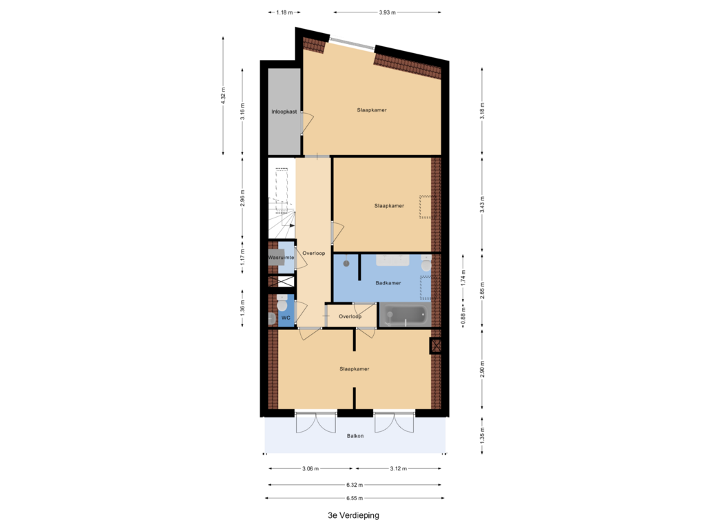 Bekijk plattegrond van 3e Verdieping van Saftlevenstraat 11-A