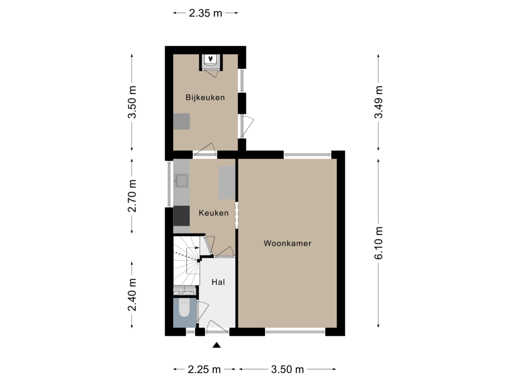 View floorplan of Begane grond of Prins Bernhardstraat 21