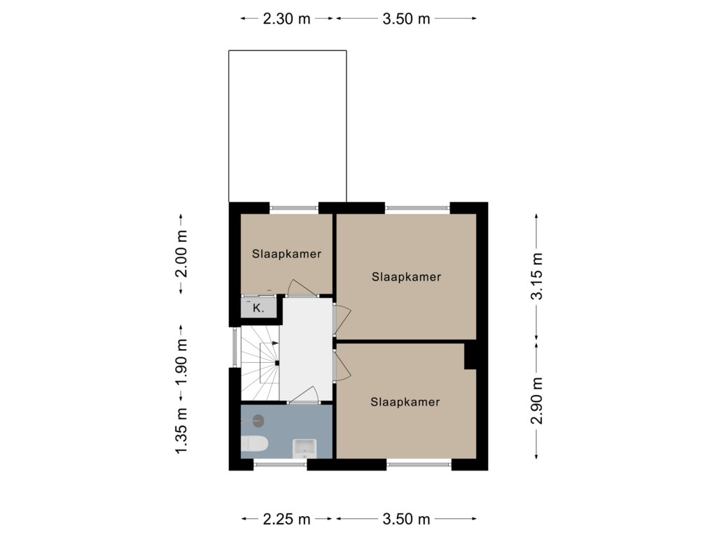 View floorplan of Verdieping 1 of Prins Bernhardstraat 21