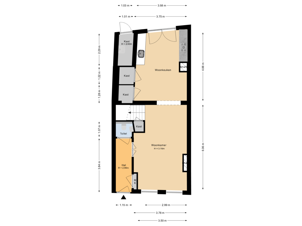 Bekijk plattegrond van Begane grond van Peperstraat 20