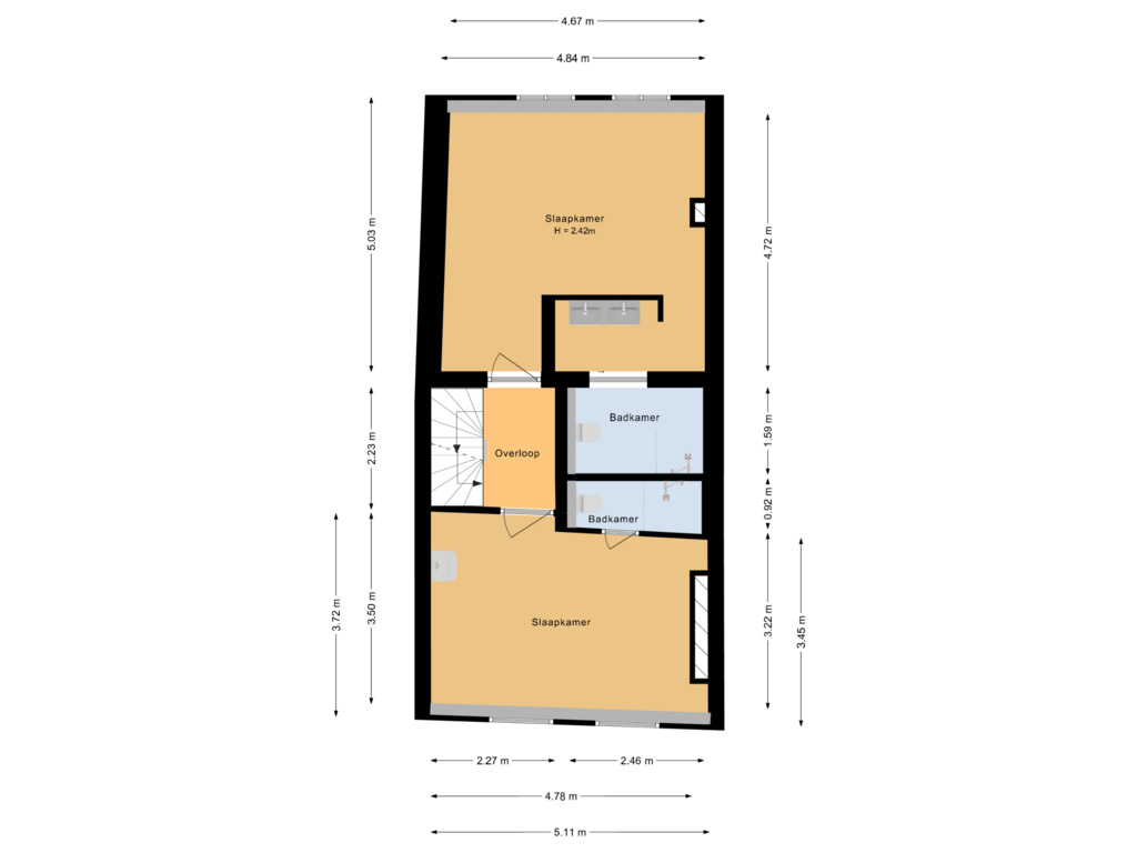 Bekijk plattegrond van 1e verdieping van Peperstraat 20