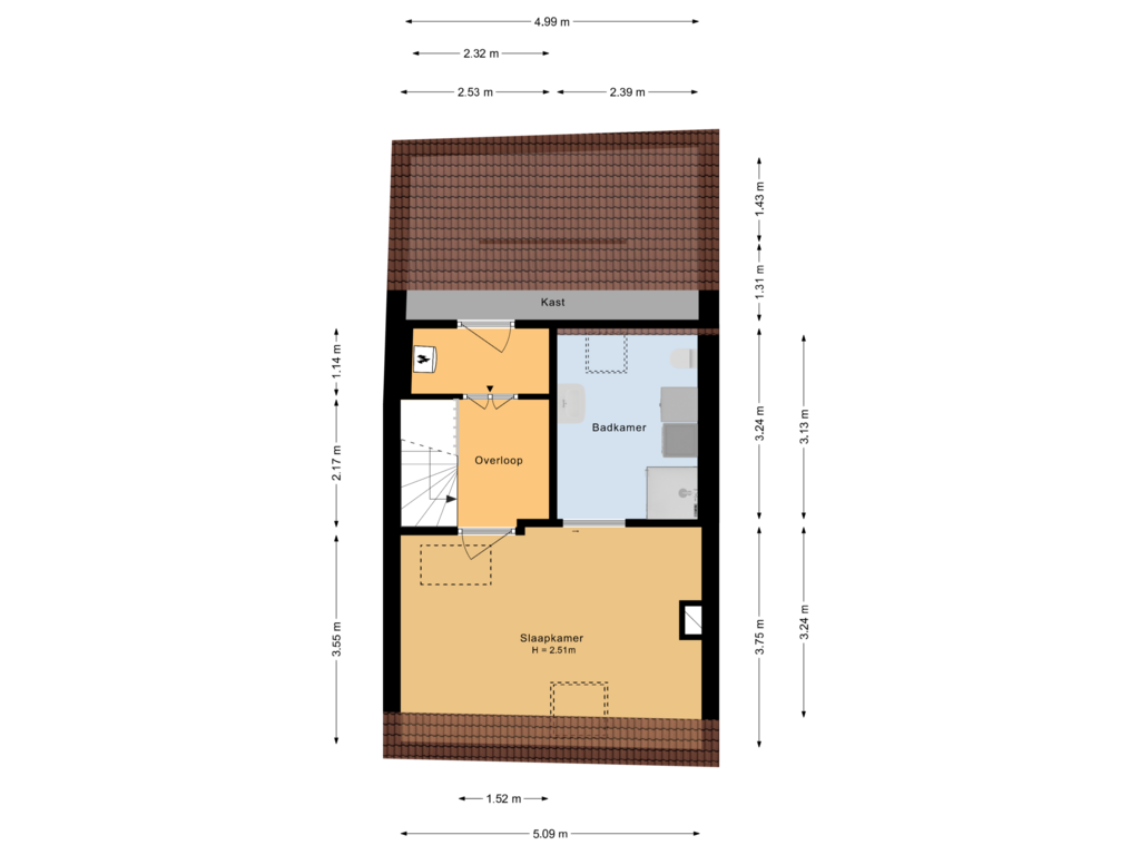 Bekijk plattegrond van 2e verdieping van Peperstraat 20