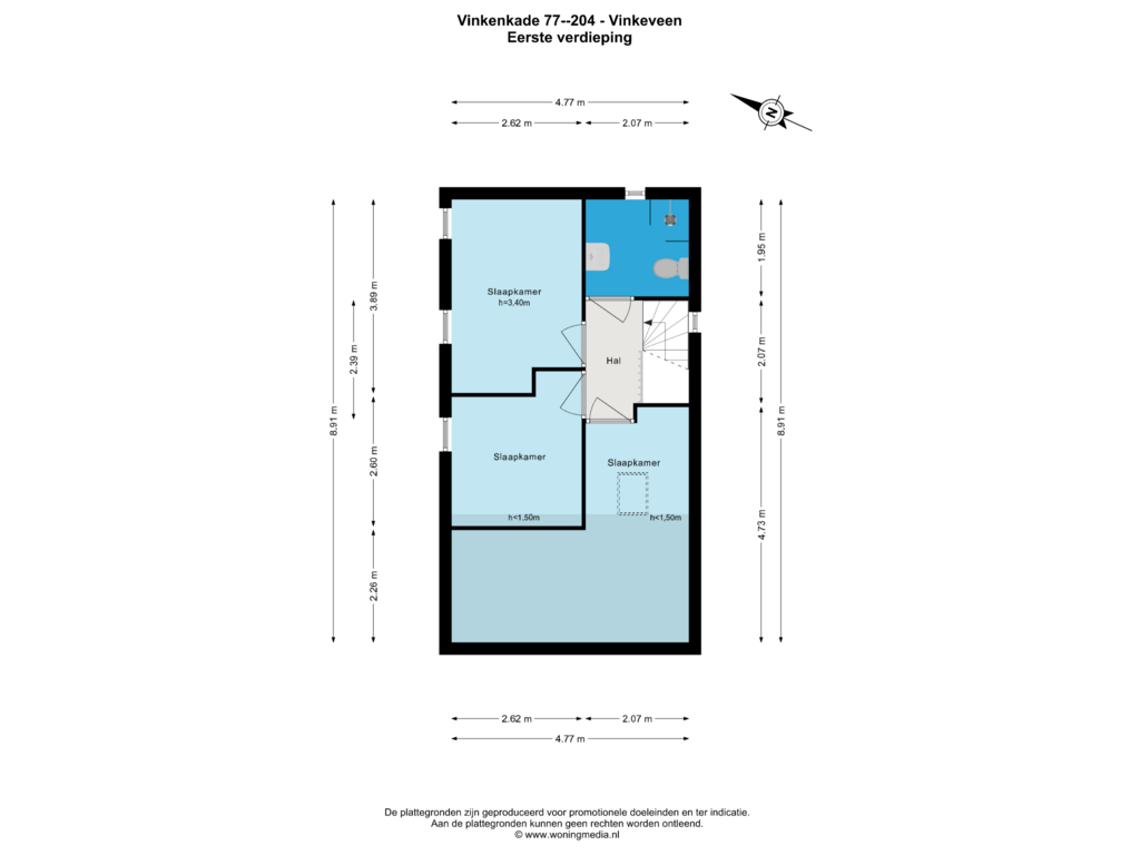 Bekijk plattegrond van 1e_verd van Vinkenkade 77-R204