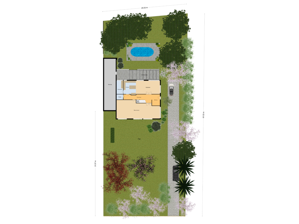 View floorplan of begane grond tuin of Raaphorstlaan 23-B