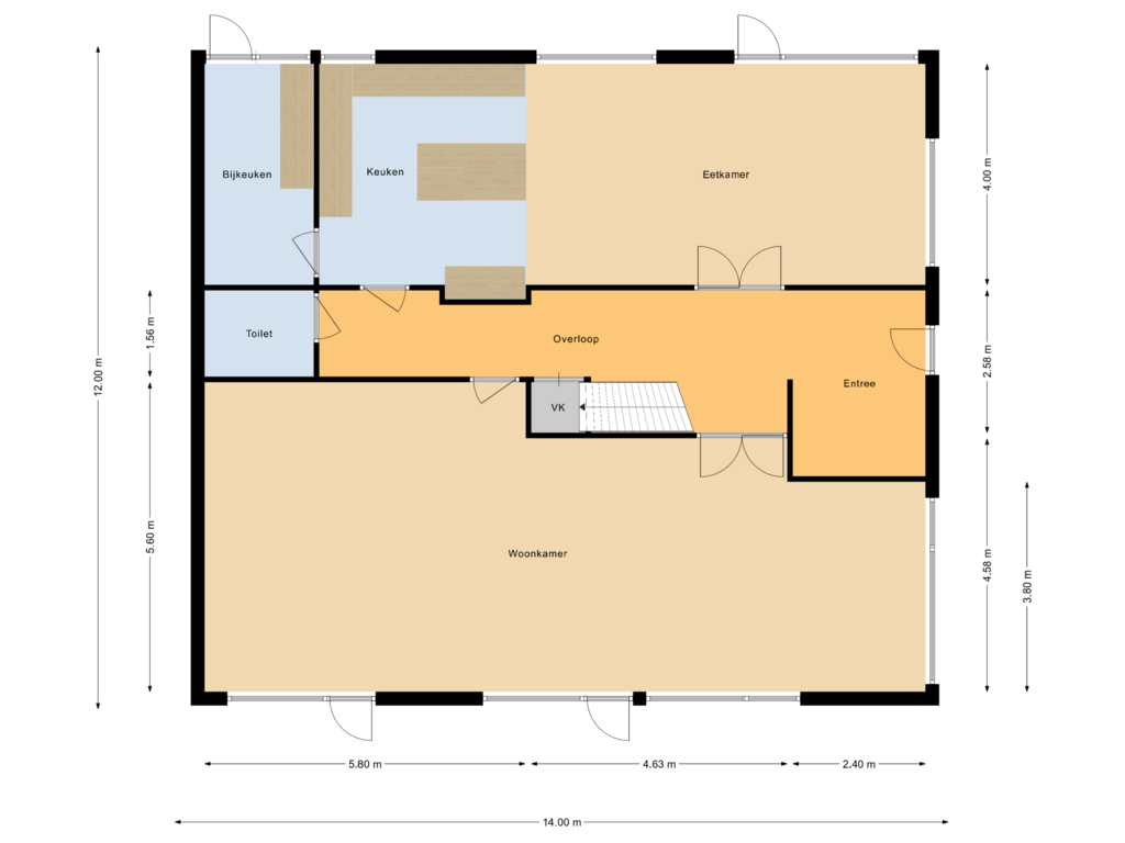 View floorplan of begane grond of Raaphorstlaan 23-B