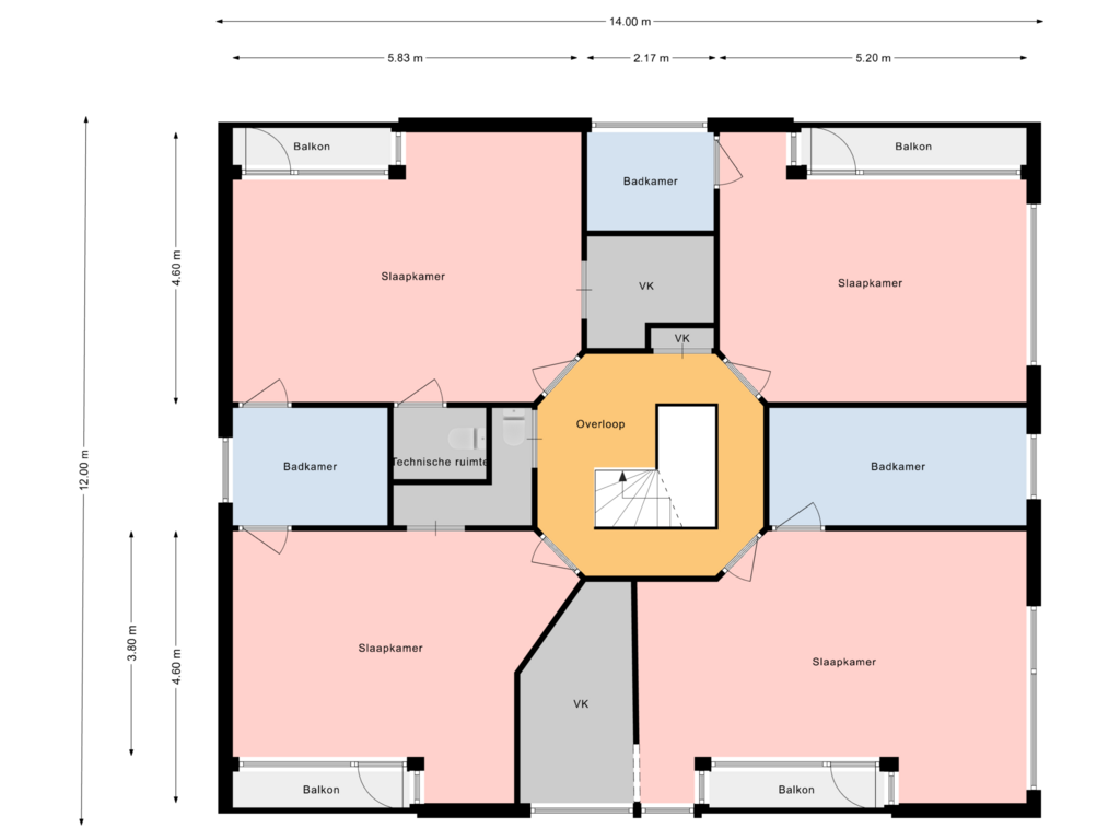 View floorplan of eerste etage of Raaphorstlaan 23-B