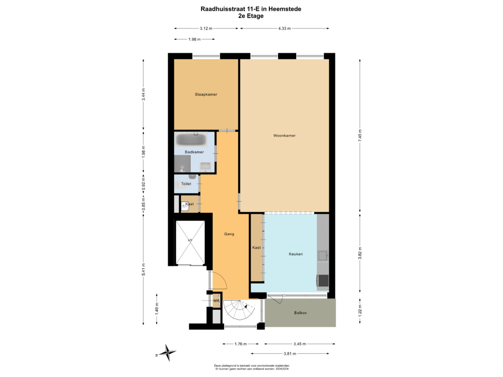 Bekijk plattegrond van 2e Etage van Raadhuisstraat 11-E