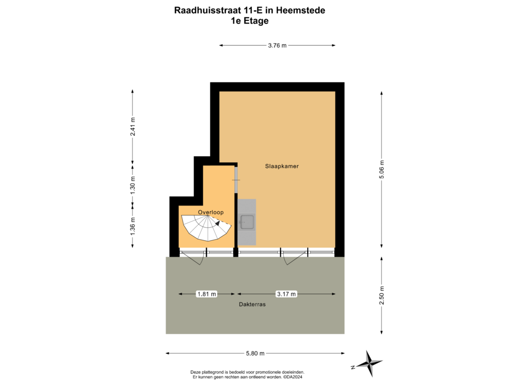 Bekijk plattegrond van 1e Etage van Raadhuisstraat 11-E