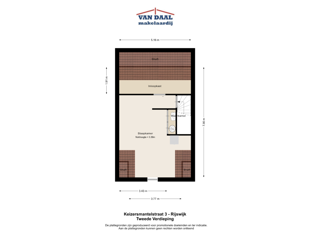 View floorplan of Tweede verdieping of Keizersmantelstraat 3