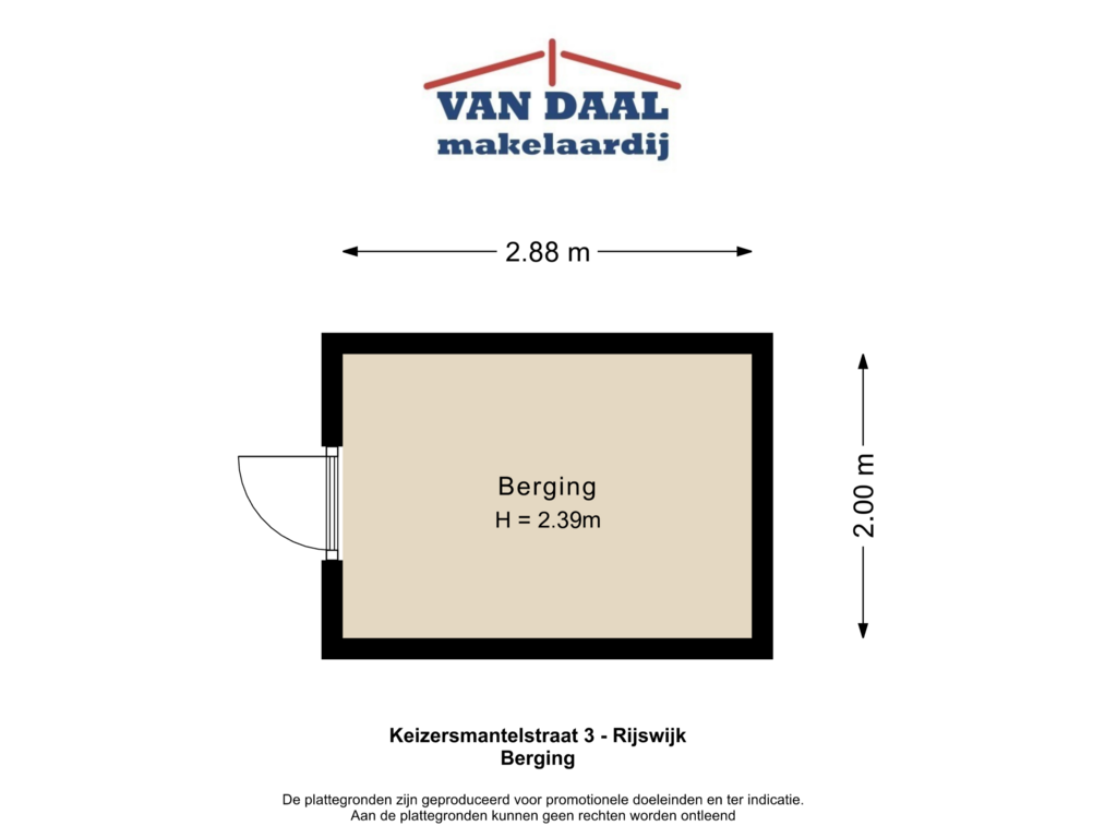 View floorplan of Berging of Keizersmantelstraat 3