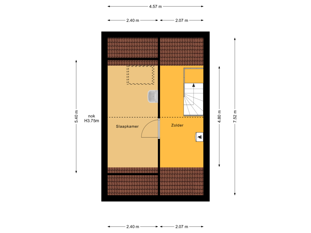 Bekijk plattegrond van Zolder van Cadier en Keerpad 22