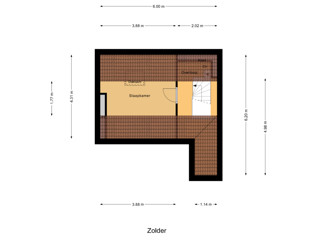 Bekijk plattegrond van Zolder van Tulpstraat 1