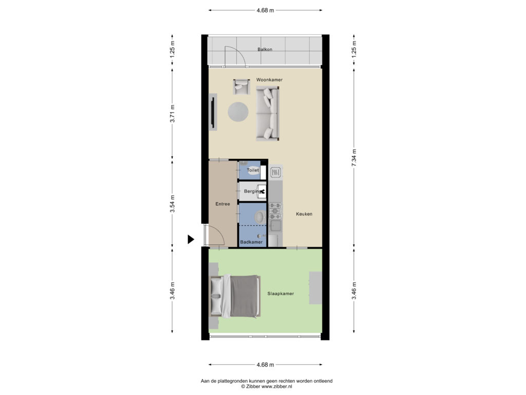 View floorplan of Appartement of President Kennedylaan 389