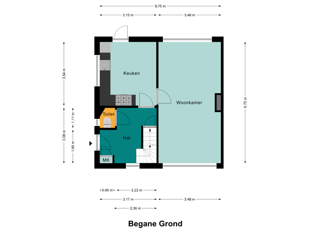 Bekijk plattegrond van Begane Grond van Houtmolen 14