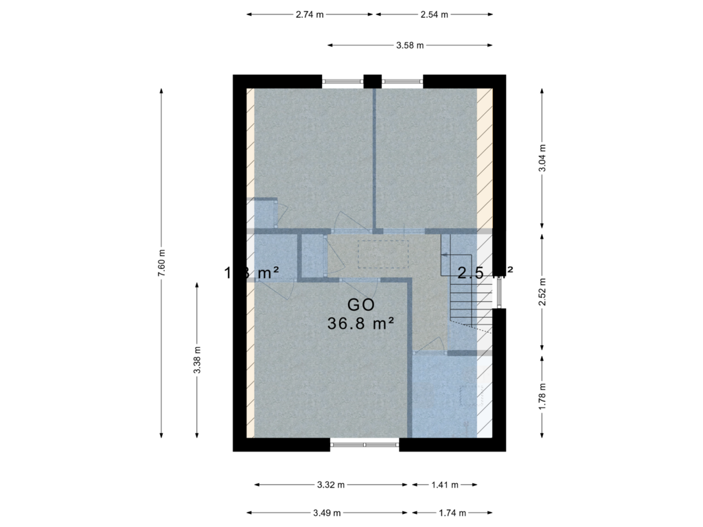 View floorplan of 1e verdieping of St Gerardusstraat 11