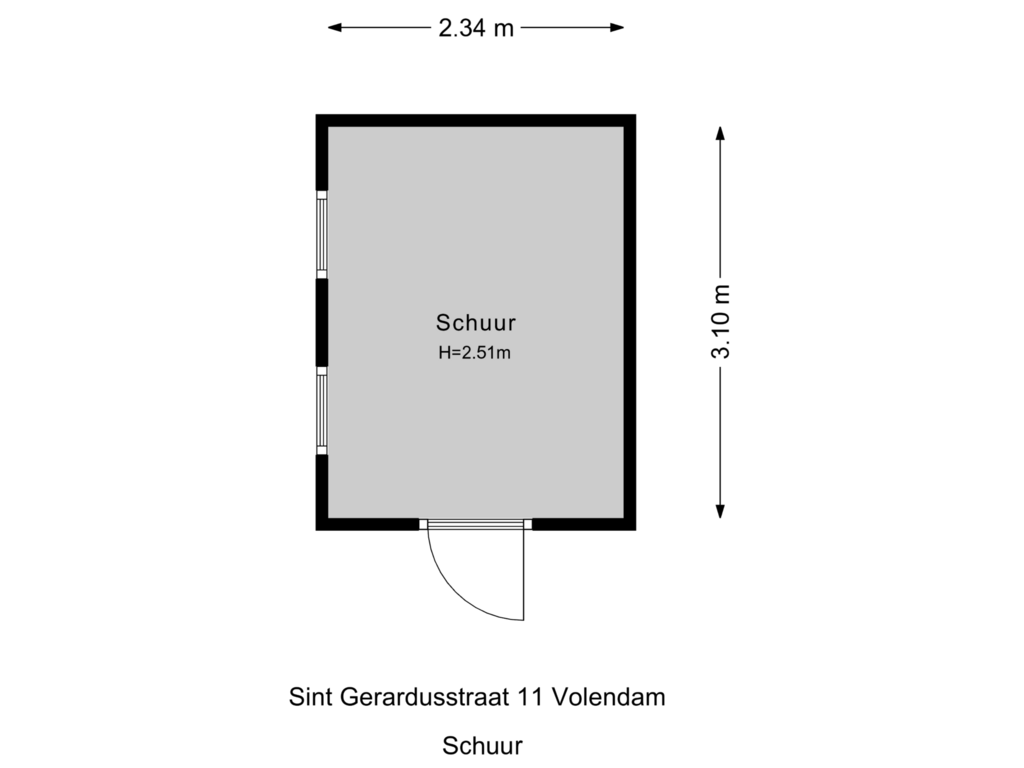 View floorplan of Schuur of St Gerardusstraat 11