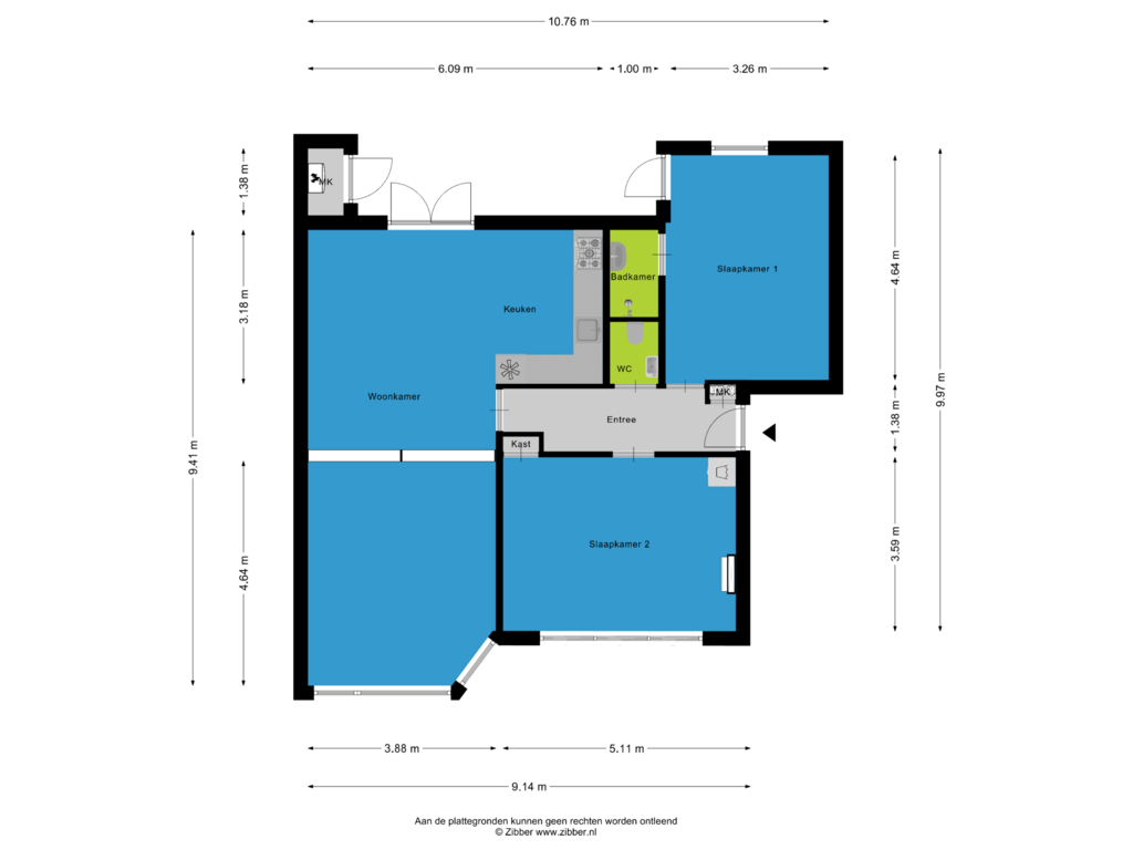 Bekijk plattegrond van Appartement van Burgemeester Prinsensingel 83