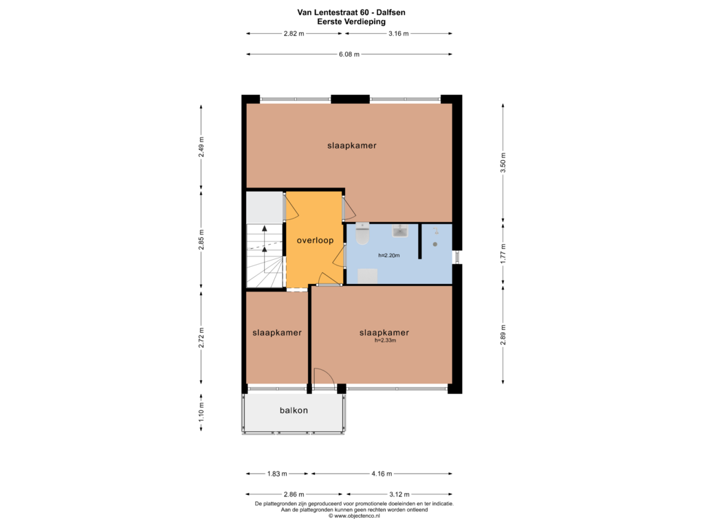 Bekijk plattegrond van EERSTE VERDIEPING van Van Lentestraat 60