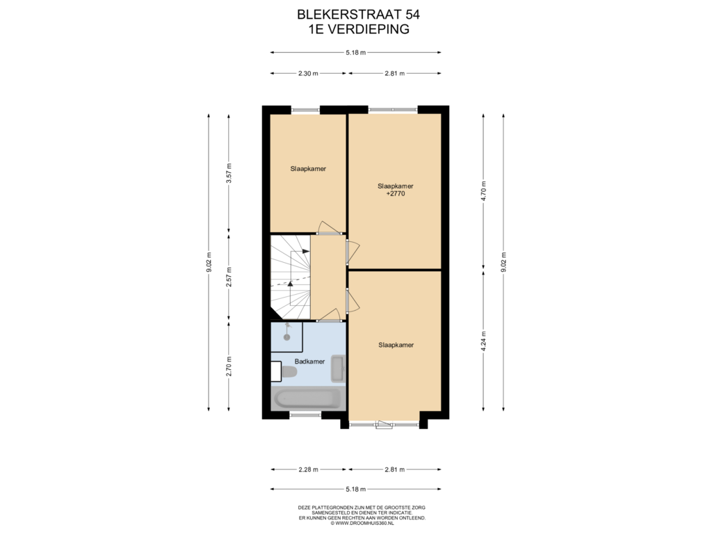 Bekijk plattegrond van 1E Verdieping van Blekerstraat 54