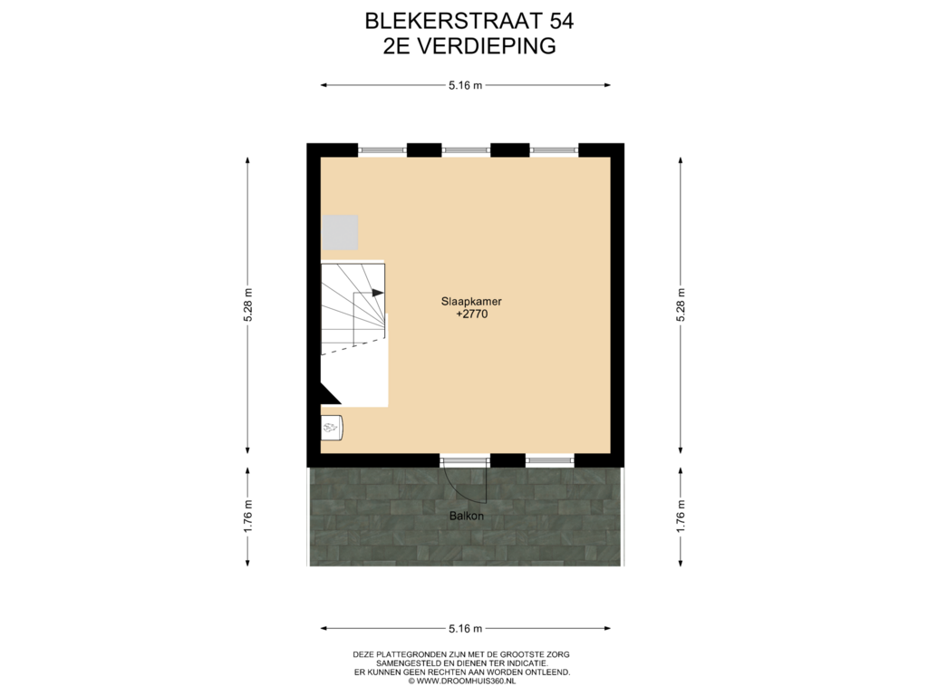 Bekijk plattegrond van 2E Verdieping van Blekerstraat 54