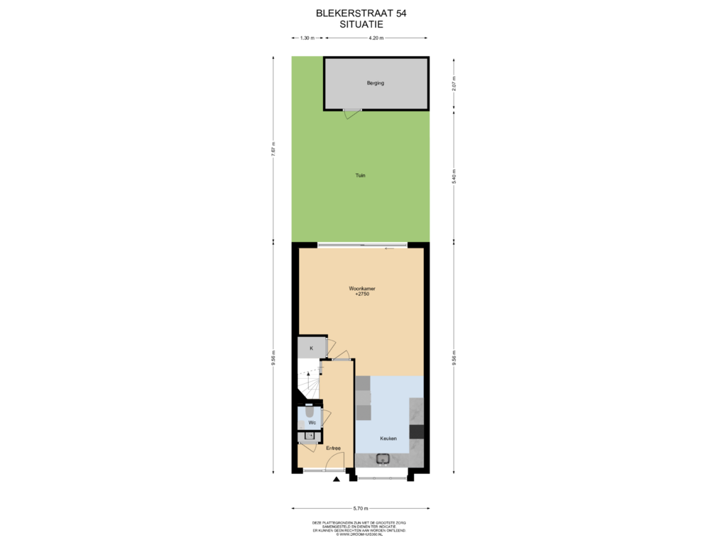 Bekijk plattegrond van Situatie van Blekerstraat 54