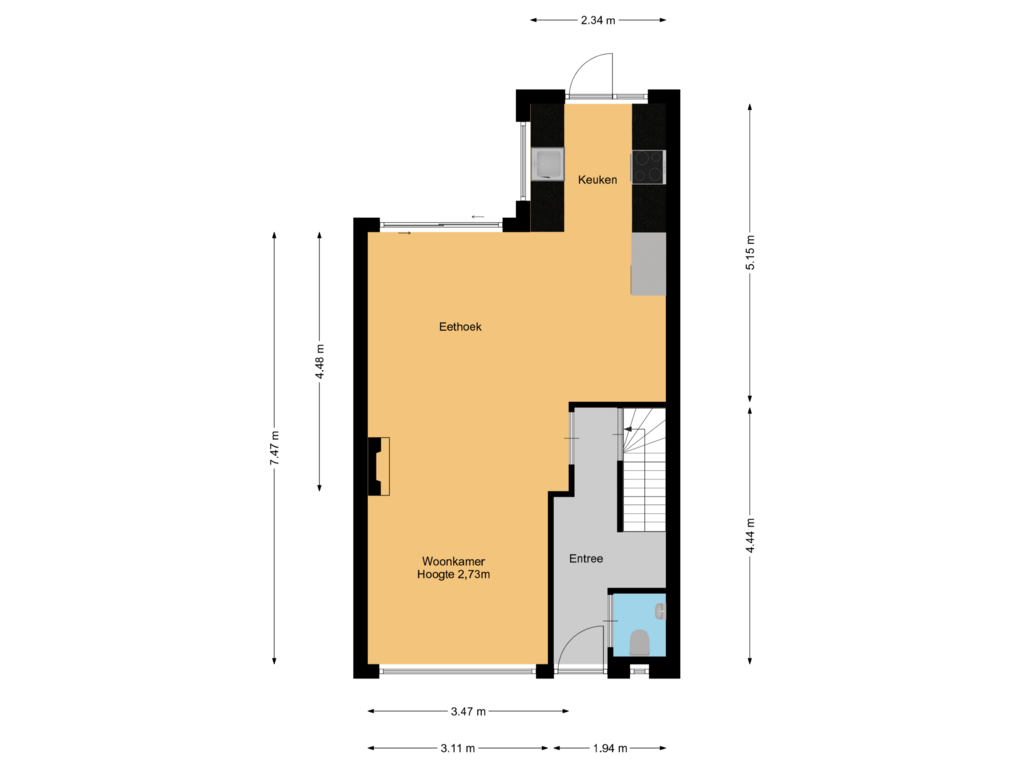 Bekijk plattegrond van Begane grond van Galileistraat 13