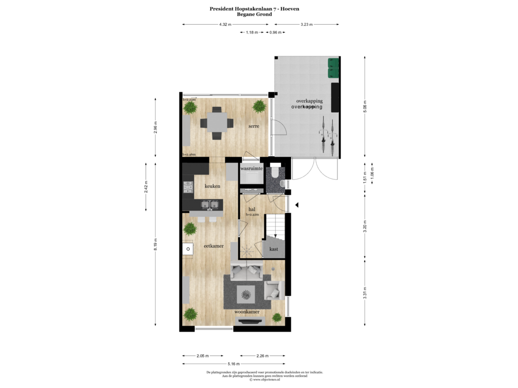 View floorplan of BEGANE GROND of President Hopstakenlaan 7