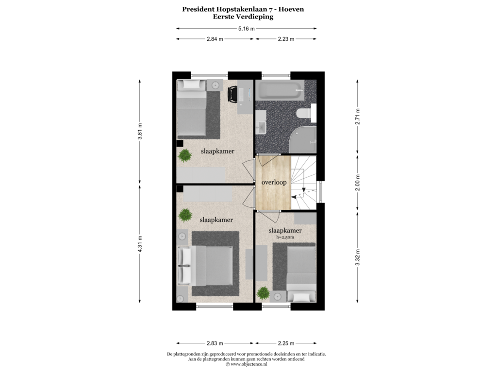 View floorplan of EERSTE VERDIEPING of President Hopstakenlaan 7