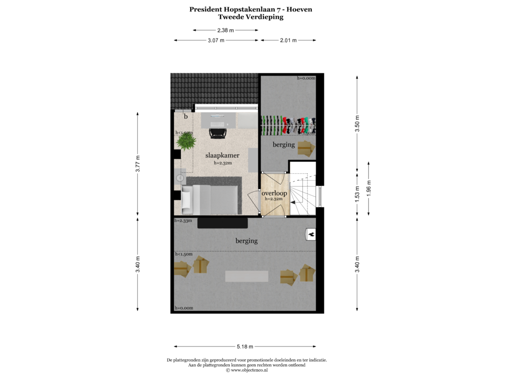 View floorplan of TWEEDE VERDIEPING of President Hopstakenlaan 7