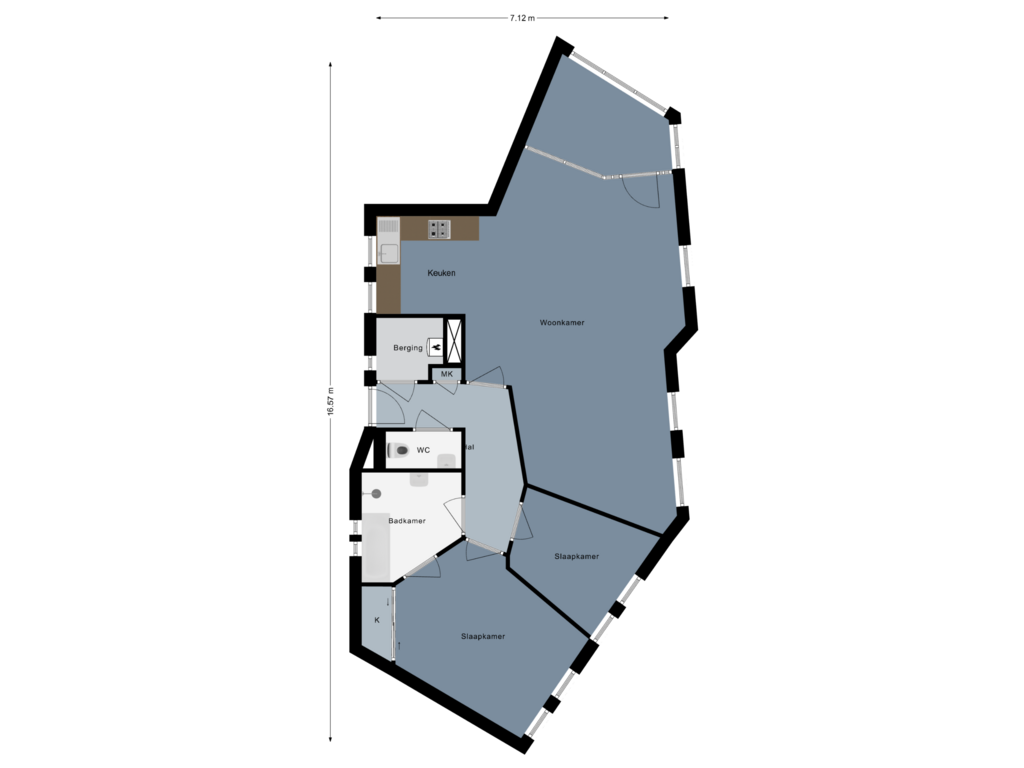 View floorplan of Appartement of Rembrandtlaan 25-2