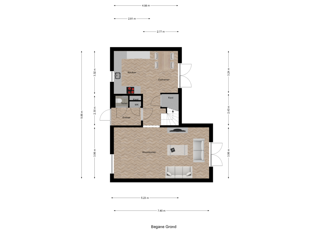 Bekijk plattegrond van Begane Grond van Waterput 53