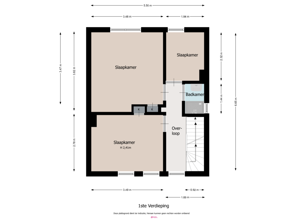 Bekijk plattegrond van Verdieping 1 van Stasstraat 33