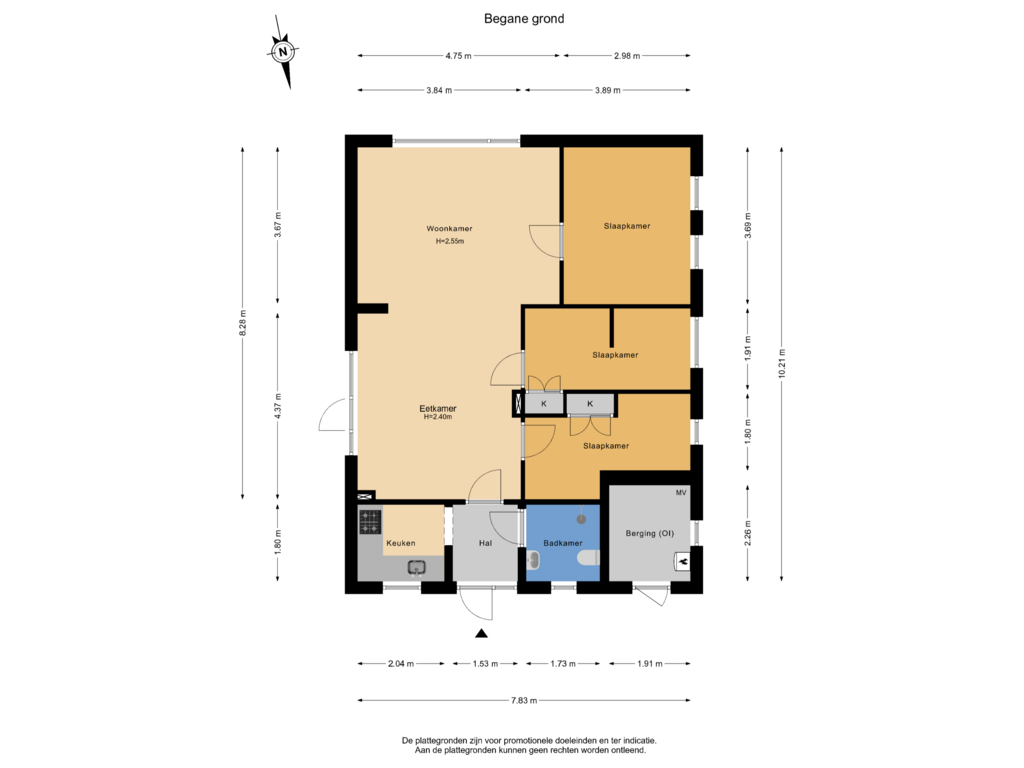 View floorplan of Begane grond of Erfsebosweg 59