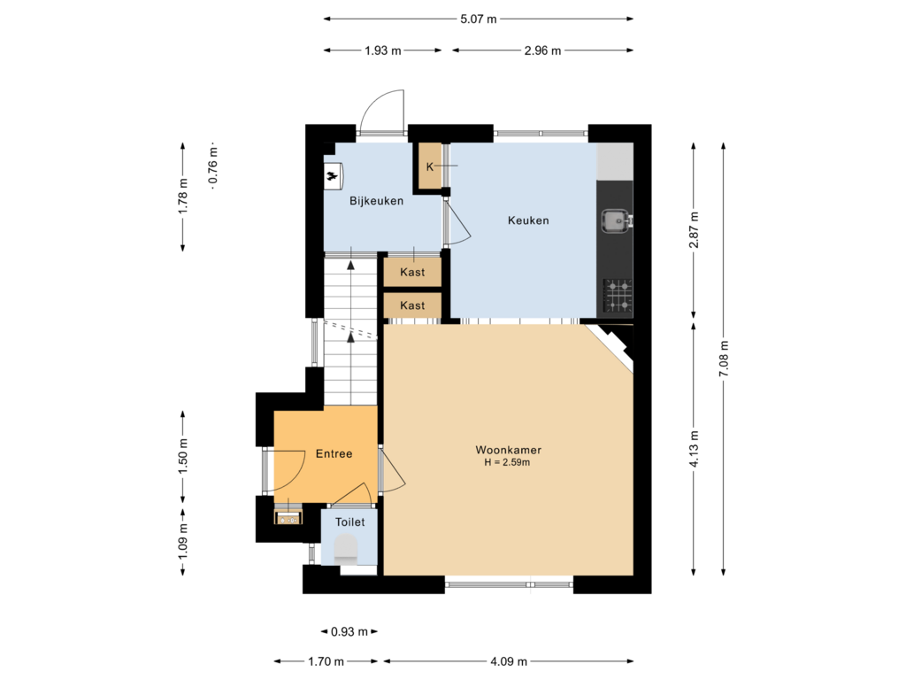 View floorplan of Begane grond of Zwarte Dijk 9