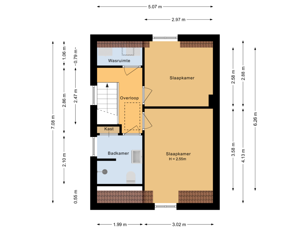 View floorplan of Eerste verdieping of Zwarte Dijk 9