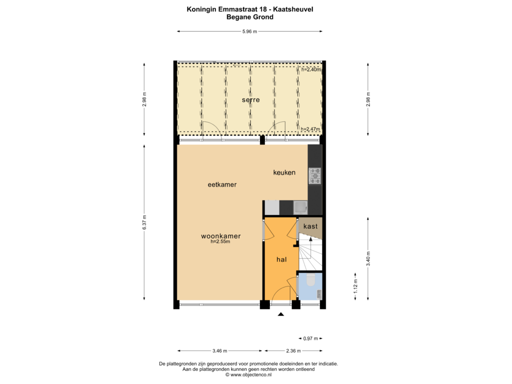 Bekijk plattegrond van BEGANE GROND van Koningin Emmastraat 18