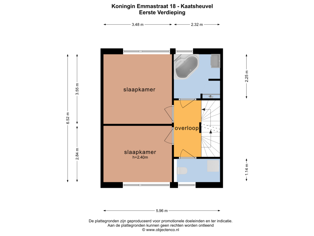 Bekijk plattegrond van EERSTE VERDIEPING van Koningin Emmastraat 18