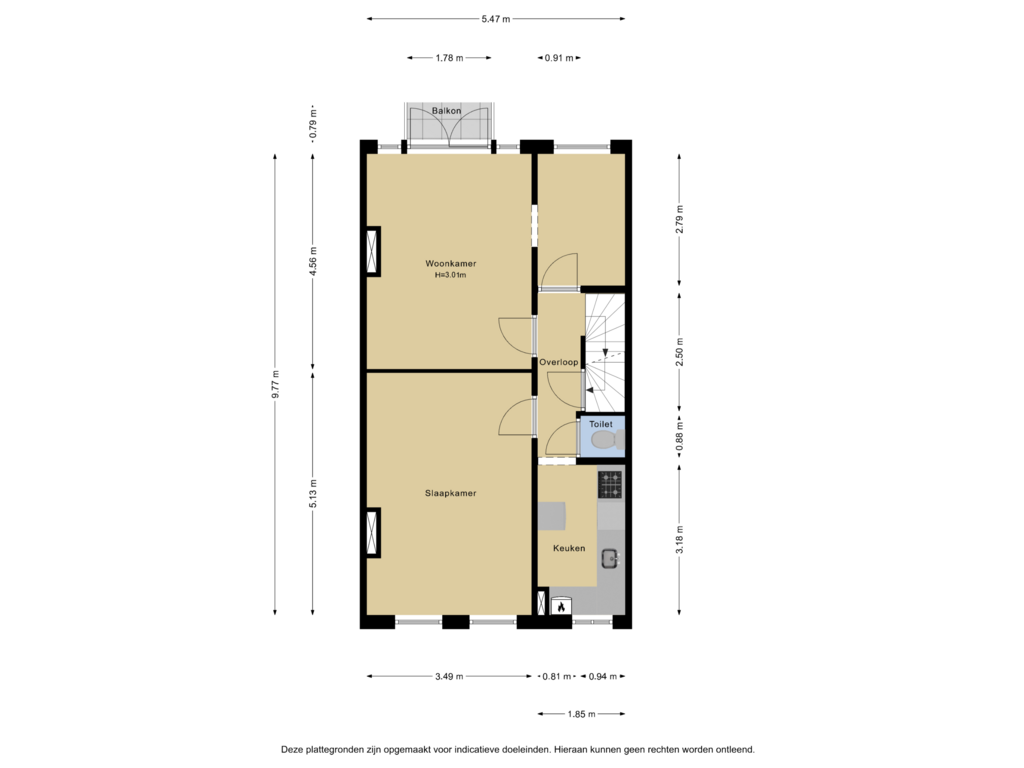 Bekijk plattegrond van 1e verdieping van Drie Octoberstraat 18-A