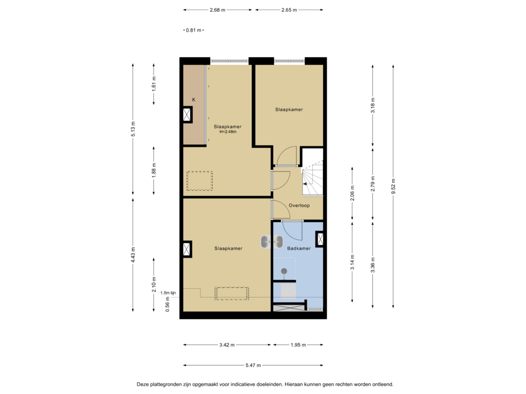 Bekijk plattegrond van 2e verdieping van Drie Octoberstraat 18-A